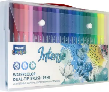 Маркеры "INTENSO", акварельные, двусторонние. 48 цветов (M-5090- 48) обложка книги