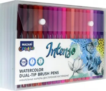 Маркеры "INTENSO", акварельные, двусторонние. 100 цветов (M-5090-100) обложка книги