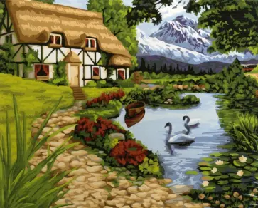 Картина по номерам ДЕРЕВЕНСКИЙ ДОМИК 40х50см (M-1866) обложка книги