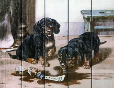 Арт по дереву Два щенка (WH004) обложка книги