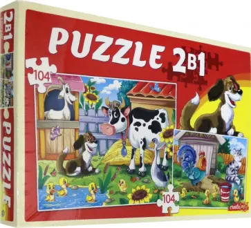 Пазлы 2в1 (104+104) "Моя ферма" (П104-104-2988) обложка книги
