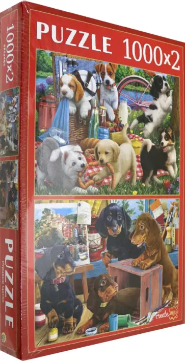 Пазлы 2в1 (1000+1000) "Игривые щенки" (ХП1000-4315) обложка книги