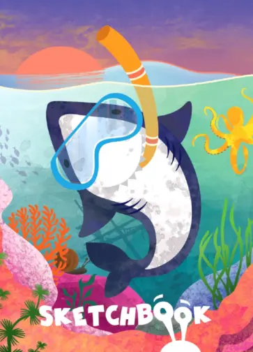 Скетчбук А5. Акула цветная (выборочный лак, тиснение) обложка книги