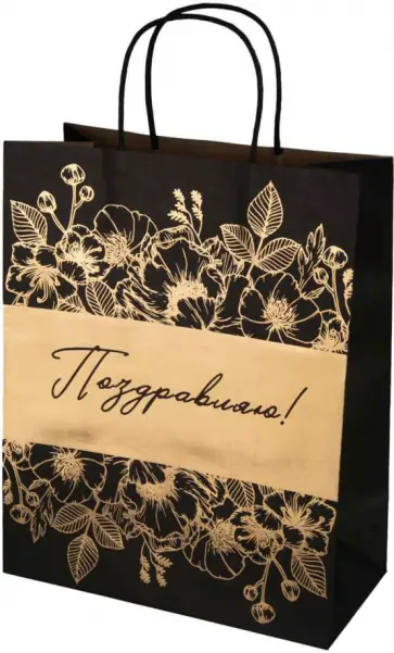 Пакет из крафт-бумаги 26х32.4х12.7 Поздравляю (83283) обложка книги