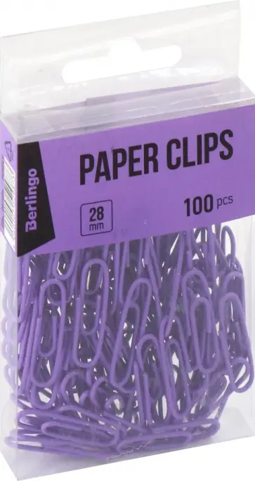 Скрепки 28 мм, 100 штук фиолетовые Скрепки 28 мм, 100 штук фиолетовые обложка книги