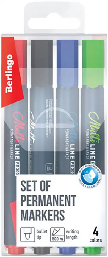 Набор перманентных маркеров 4 цвета "MultiLine PE300" (BMc_36409) обложка книги