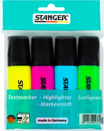 Набор текстовых маркеров, 4 цвета, скошенный наконечник 1-5 мм. (180009000) обложка книги