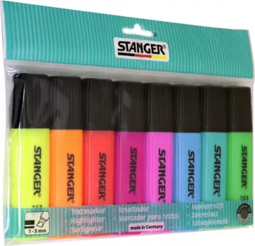 Набор текстовых маркеров, 8 цветов, скошенный наконечник 1-5 мм. (180007000) обложка книги