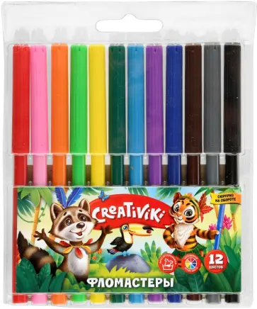 Фломастеры, 12 цветов (ФЛВ12КР) обложка книги