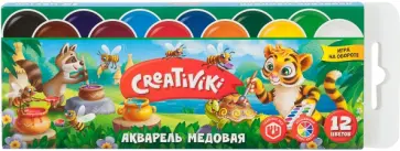 Акварель медовая, без кисти, 12 цветов (АКВК12КР) обложка книги