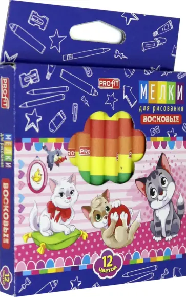 Мелки восковые 12 цветов МИЛЫЕ КОТЯТА (ШМ-9150) обложка книги
