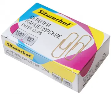 Скрепки канцелярские, металлические, золотистые, 50 мм., 100 шт. (491040/1196476) Скрепки канцелярские, металлические, золотистые, 50 мм., 100 шт. (491040/1196476) обложка книги