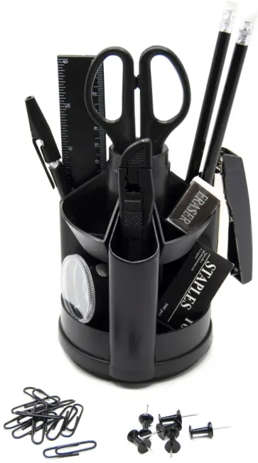 Набор настольный, пластиковый, черный, 13 предметов (172021-01) обложка книги