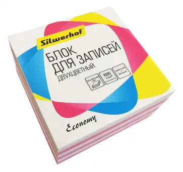 Блок для записей бумажный, двухцветный, в ассортименте, 9х9х4,5 см. (701033/1190081) обложка книги