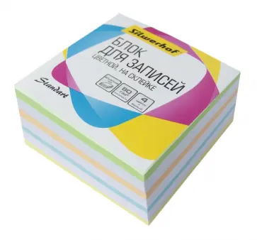 Блок для записей бумажный, цветной + белый, на склейке, 9х9х4,5 см. (701042/1203609) обложка книги