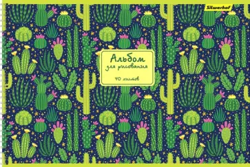 Альбом для рисования 40 листов, гребень, Кактусы (485739) обложка книги
