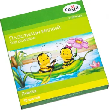Пластилин восковой мягкий 10 цветов "Пчелка" (280031Н) обложка книги