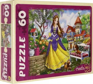 Puzzle-60 "Принцесса со щенками в саду" (ПУ60-0460) обложка книги