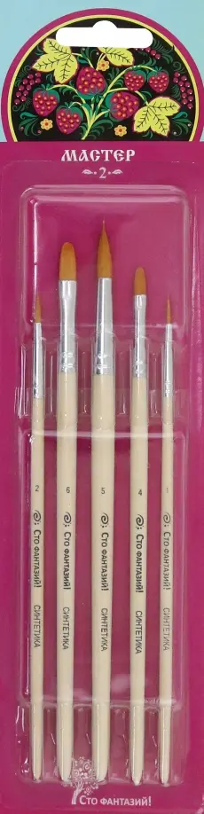 Набор кистей, 5 шт., синтетика, №1, 2, 3 круглые, №4, 6 овальные (C-6959) обложка книги