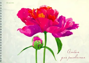 Альбом для рисования на гребне "Пионы", А4, 30 листов (АСЛ302043) обложка книги