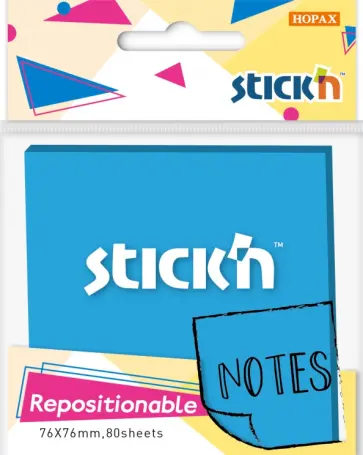 Блок для записей самоклеящийся, синий неон, 76x76 мм, 80 листов (27073) обложка книги