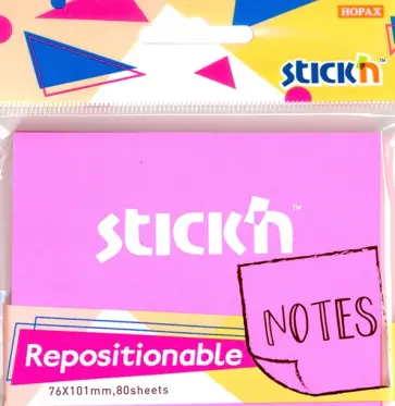 Блок для записей самоклеящийся, розовый неон, 76x101 мм, 80 листов (27075) обложка книги