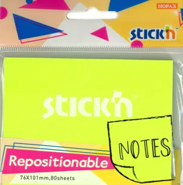 Блок для записей самоклеящийся, зеленый неон, 76x101 мм, 80 листов (27076) обложка книги