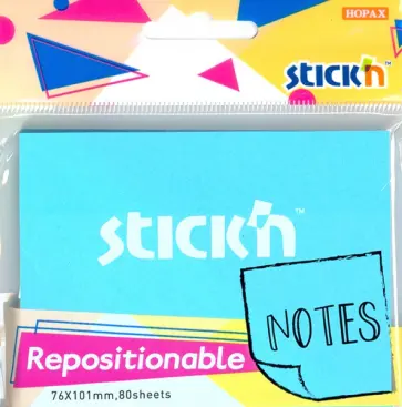 Блок для записей самоклеящийся, синий неон, 76x101 мм, 80 листов (27077) обложка книги