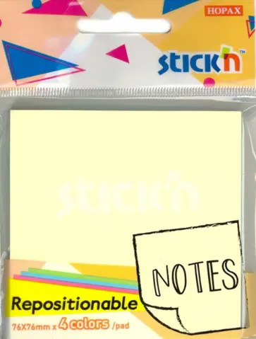 Блок для записей самоклеящийся, 4 пастельных цвета, 76x76 мм, 80 листов (27082) обложка книги