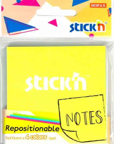 Блок для записей самоклеящийся, 4 неоновых цвета, 76x76 мм, 80 листов (27083) обложка книги