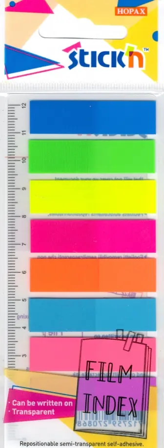 Закладки самоклеящиеся, пластиковые, 8 цветов, 8х10 листов, 45х12 мм (27086) обложка книги