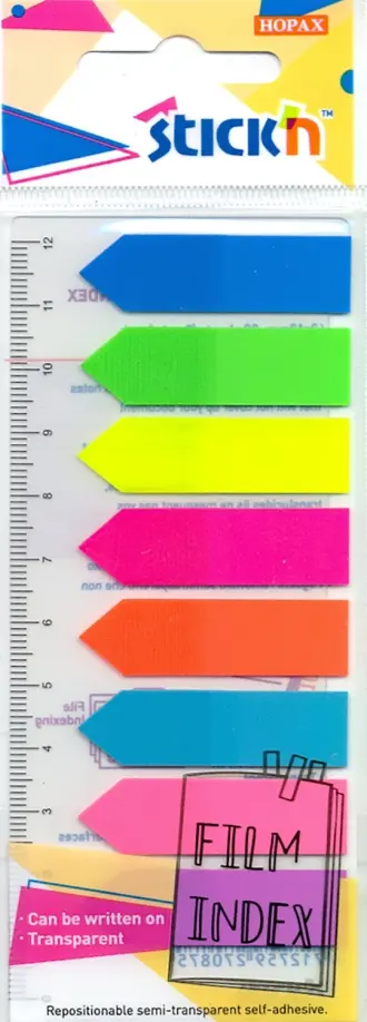 Закладки самоклеящиеся, пластиковые, в форме стрелки, 8 цветов, 8х10 листов, 45х12 мм (27087) обложка книги