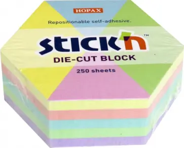 Блок для записей самоклеящийся "Гексагон", пастельные цвета, 61x70 мм, 250 листов (21826) обложка книги