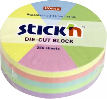 Блок для записей самоклеящийся "Круг", пастельные цвета, 67x67 мм, 250 листов (21829) обложка книги