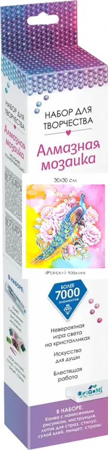Алмазные узоры "Райский павлин", 30х30 см обложка книги
