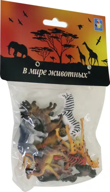Набор игрушечных животных "В мире животных" (12 штук х 5 см) (Т50463) обложка книги