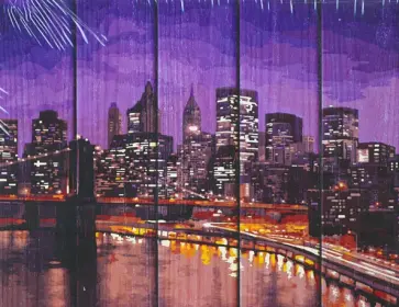 Арт по дереву Ночь в Нью-Йорке (WN008) обложка книги