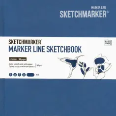 Скетчбук 48 листов, MARKER LINE 160г/м2 (MLHSQ/BLUE) Скетчбук 48 листов, MARKER LINE 160г/м2 (MLHSQ/BLUE) обложка книги