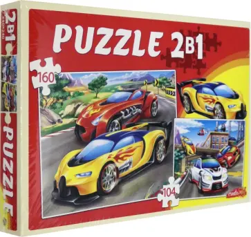 Пазлы 2 в 1 (104+160) СКОРОСТНЫЕ ГОНКИ (П104-160-2994) обложка книги