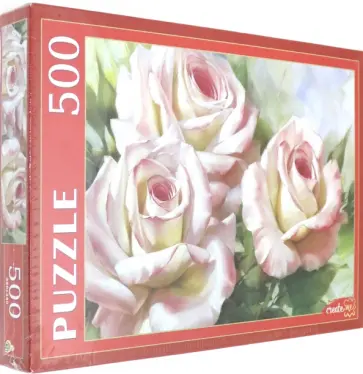 Puzzle-500 "Бело-розовые розы" (РУКП500-5889) обложка книги