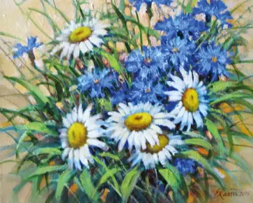 Картина по номерам 40х50 см. "Ромашки", на подрамнике, акрил, кисти, (662913) обложка книги