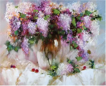 Картина по номерам 40х50 см. "Натюрморт с сиренью и черешней" на подрамнике, акрил, кисти (662912) обложка книги