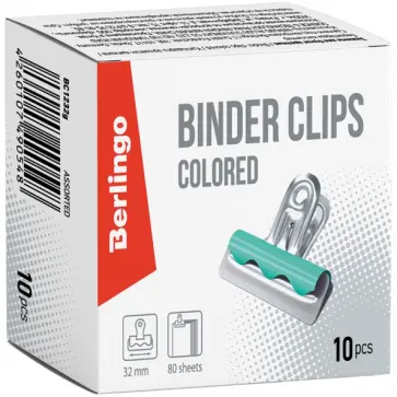Зажимы-бульдоги 32 мм 10 штук, цветные (BC1232g) Зажимы-бульдоги 32 мм 10 штук, цветные (BC1232g) обложка книги