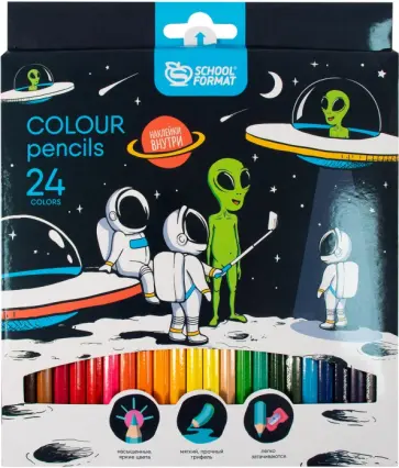 Карандаши цветные Space Adventure, шестигранные, 24 цвета обложка книги