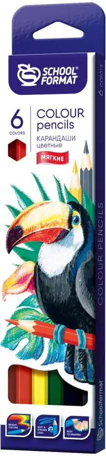 Карандаши цветные Animals, шестигранные, 6 цветов обложка книги