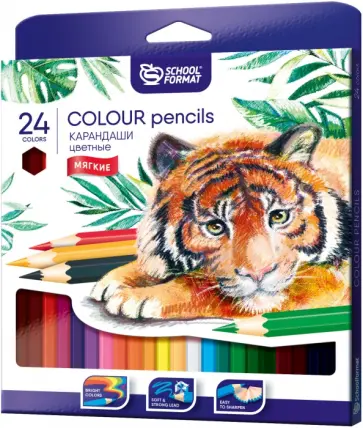 Карандаши цветные "ANIMALS", шестигранные, 24 цвета (КЦ24-ТЖ) обложка книги