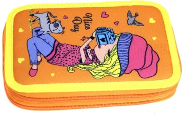 Пенал 2 отделения. Девочка с питомцем обложка книги