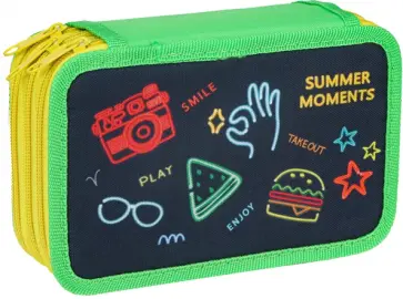 Пенал "Неон", три отделения, ткань (ПН-1258) обложка книги