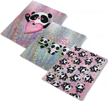 Обложки для тетрадей 3 штуки 35х22 см, с голографическим рисунком, Панды (54027) Обложки для тетрадей 3 штуки 35х22 см, с голографическим рисунком, Панды (54027) обложка книги
