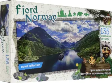 Фигурный деревянный пазл Фьорды, Норвегия, 135 деталей обложка книги